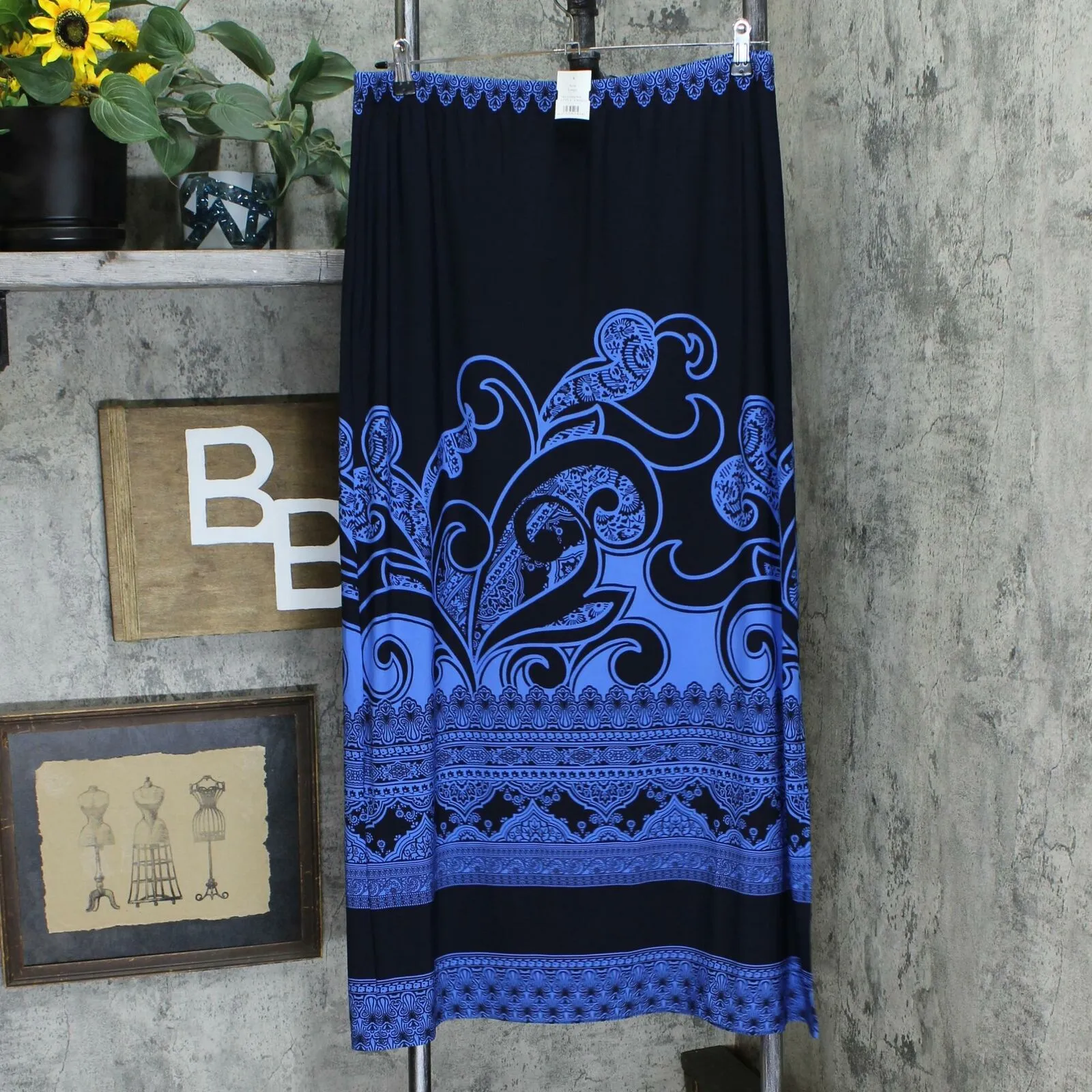 Susan Graver Women's Printed Liquid Knit Maxi Skirt