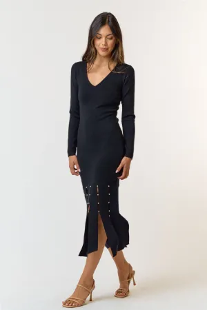 SWEATER DRESS WITH PEARL DETAIL