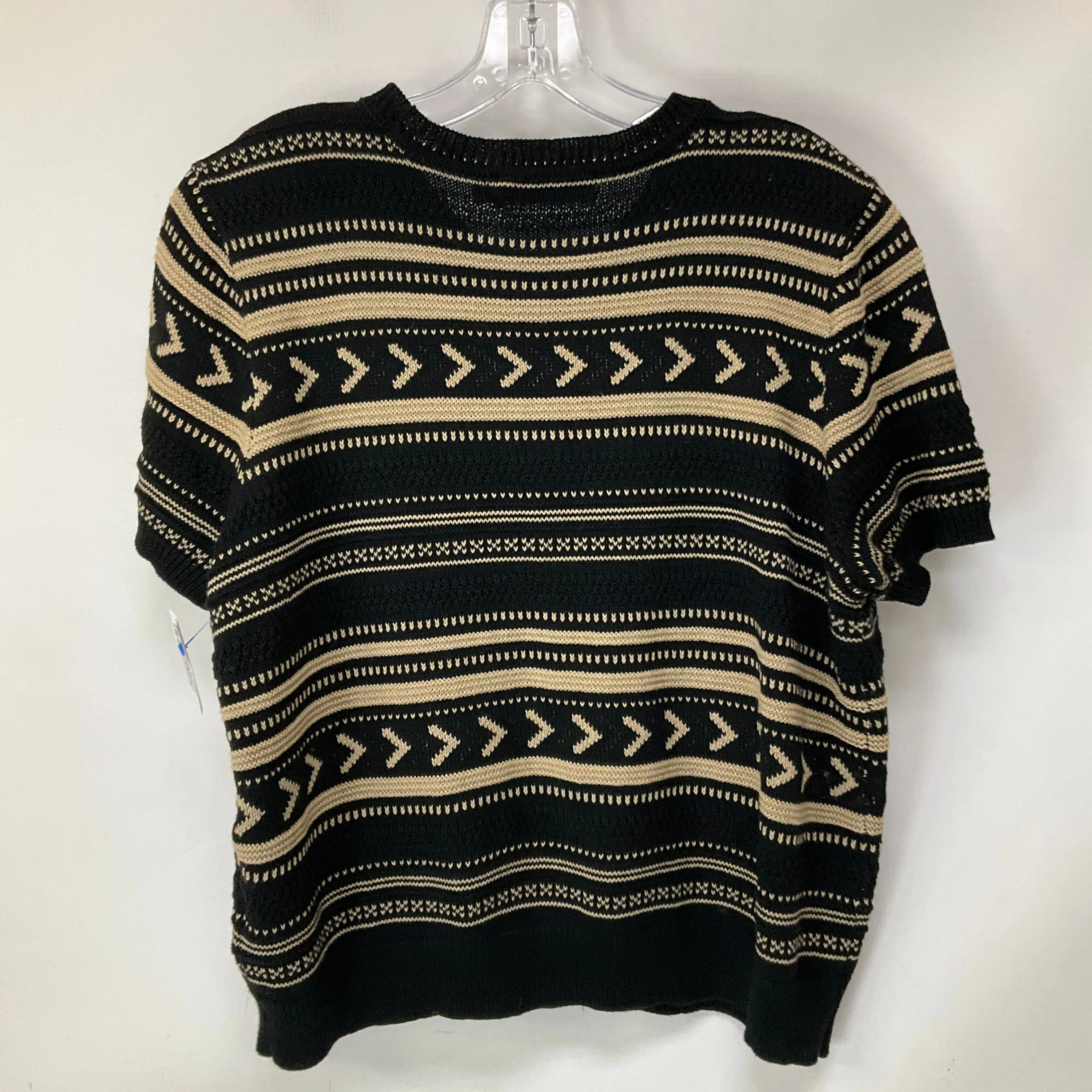 Sweater Short Sleeve By Lauren By Ralph Lauren In Black & Tan, Size: Xl