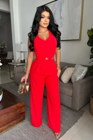 TAILORED RED PANT SET