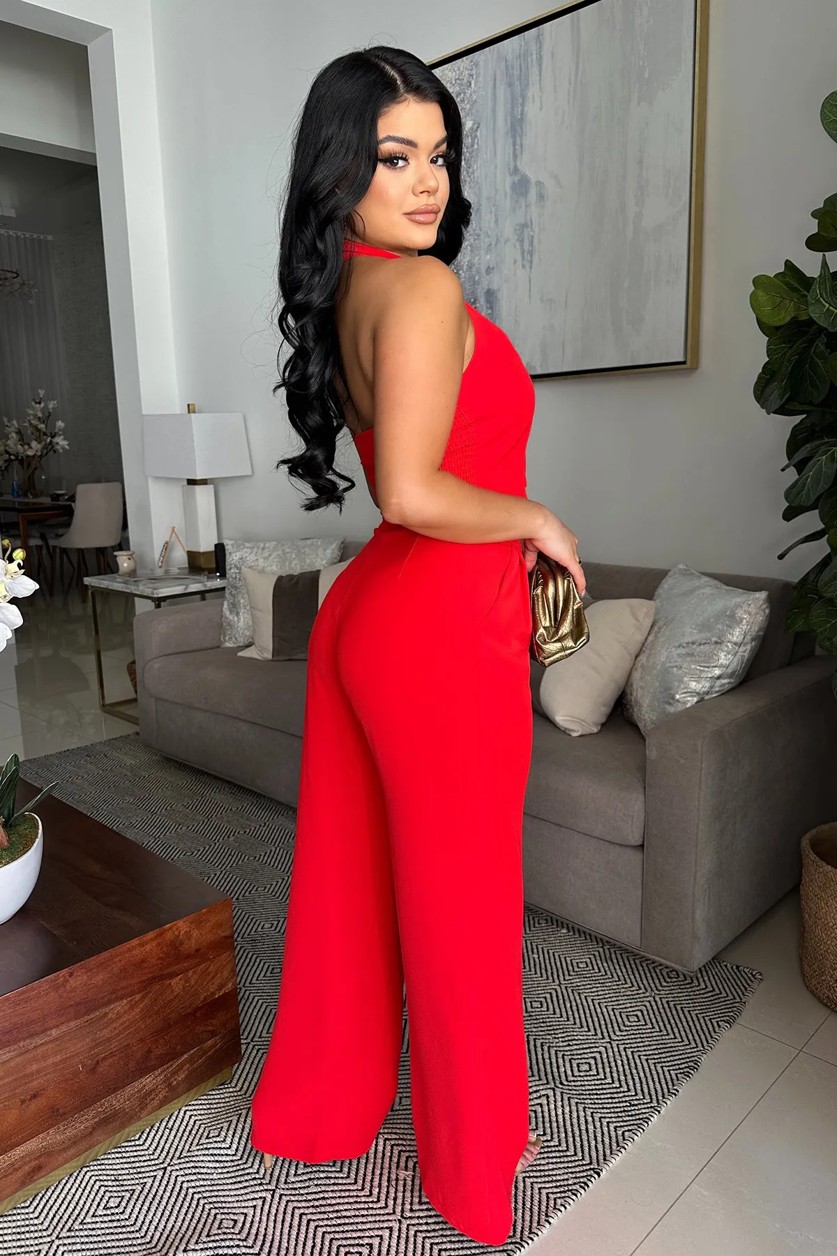 TAILORED RED PANT SET