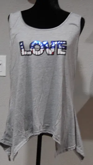 Tank top with LOVE bling - shark bite style