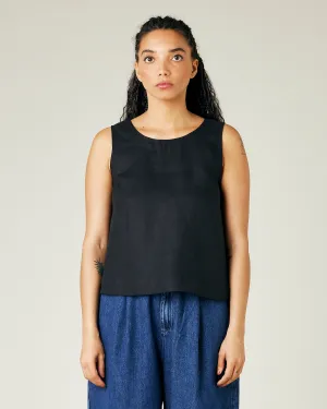 Tara Black Linen Top