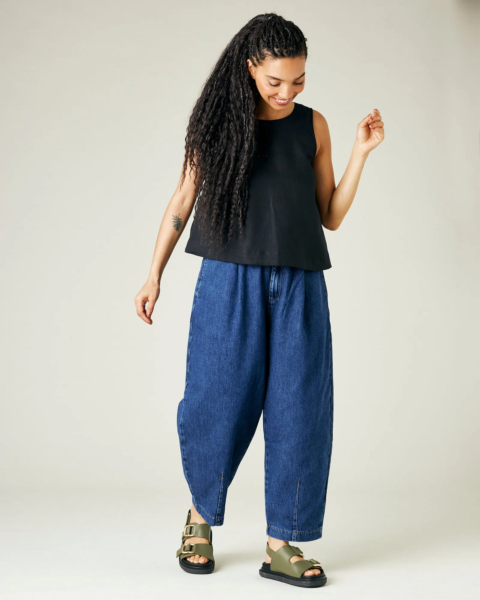 Tara Black Linen Top