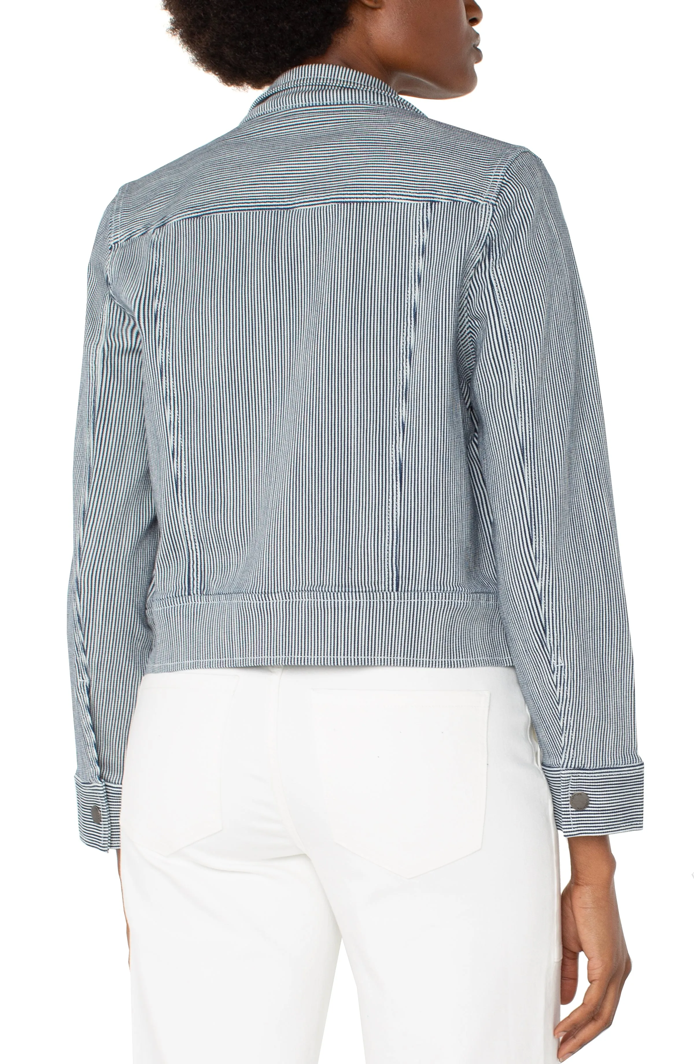 The Cerese Railroad Stripe Cropped Utility Jacket