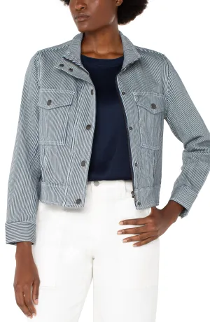 The Cerese Railroad Stripe Cropped Utility Jacket