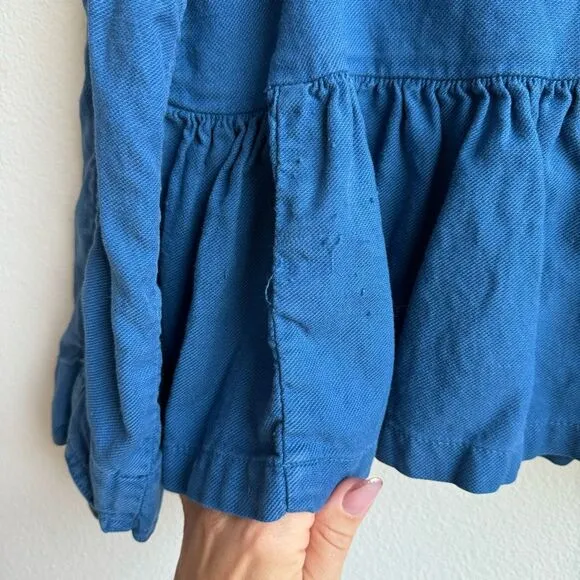 The Great. Flutter Army Jacket Utility Button Blue Cotton Linen Women's 3 Large