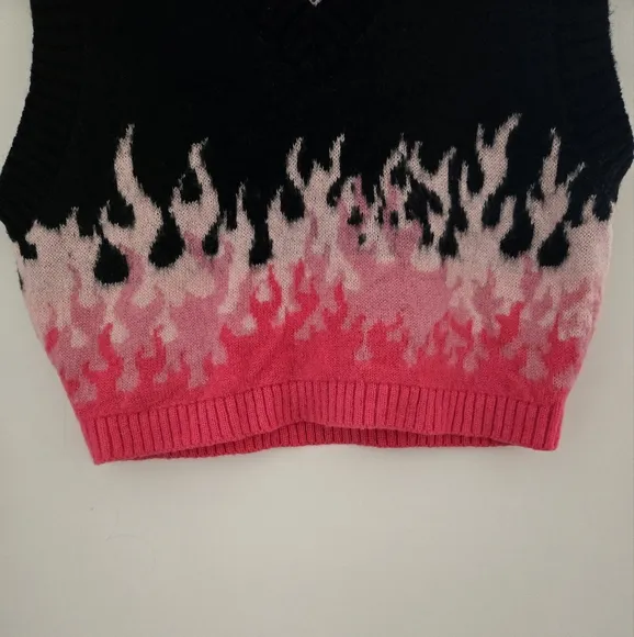 The Ragged Priest Pink and Black Burnout Sweater Vest