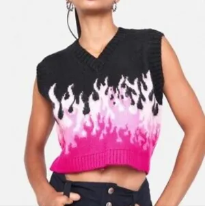 The Ragged Priest Pink and Black Burnout Sweater Vest