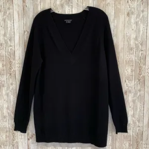 Theory Delrina Black Gray Color Block V Neck Cashmere Sweater Size Large