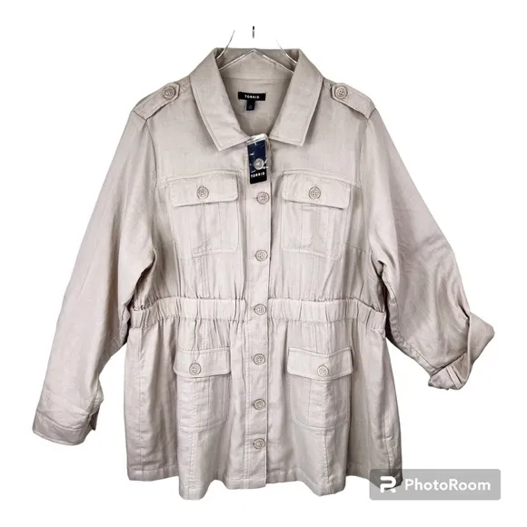 Torrid Gray Utility Anorak Shacket Jacket Size 1X