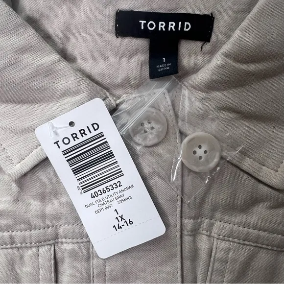 Torrid Gray Utility Anorak Shacket Jacket Size 1X