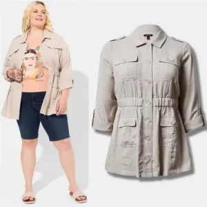 Torrid Gray Utility Anorak Shacket Jacket Size 1X