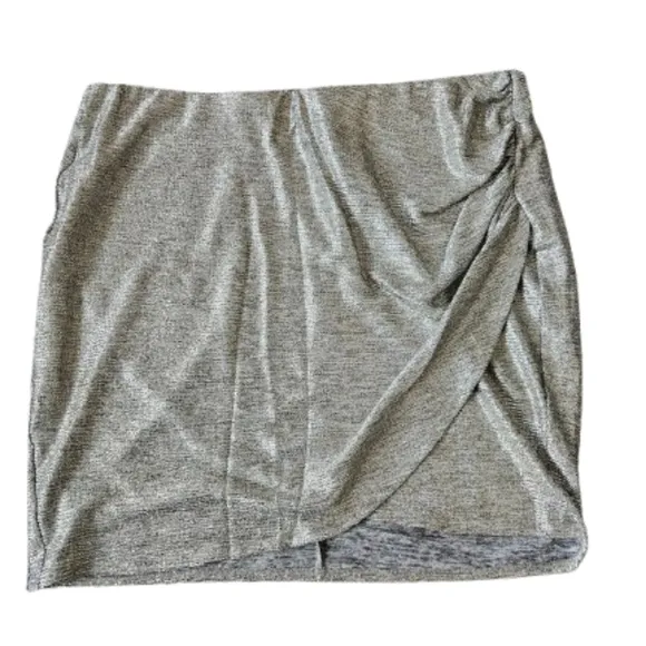 Torrid plus foil knit tulip hem mini skirt, 3XL, silver