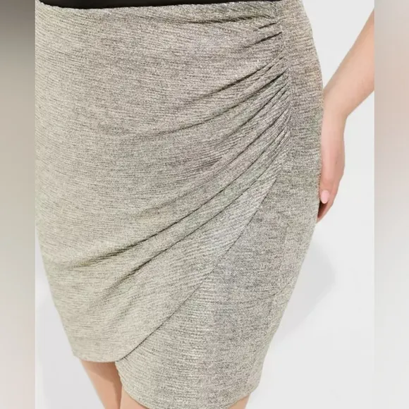 Torrid plus foil knit tulip hem mini skirt, 3XL, silver
