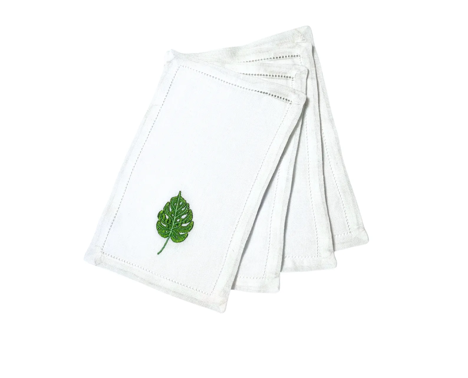 Tropical Green Monstera Leaf Cocktail Napkins, Set of 4