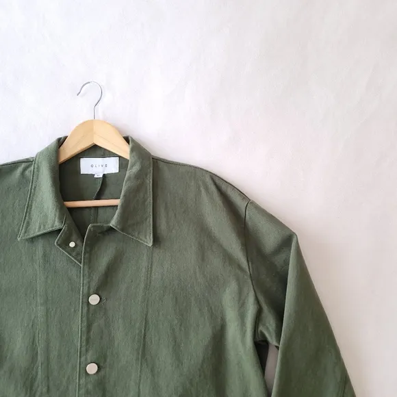 UK brand Olive - Earthy Green Utility Chore Coat with Patch Pockets Sized M/L