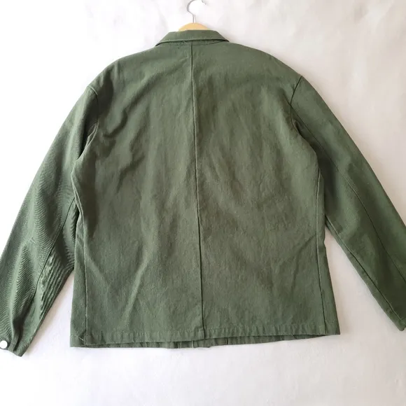 UK brand Olive - Earthy Green Utility Chore Coat with Patch Pockets Sized M/L