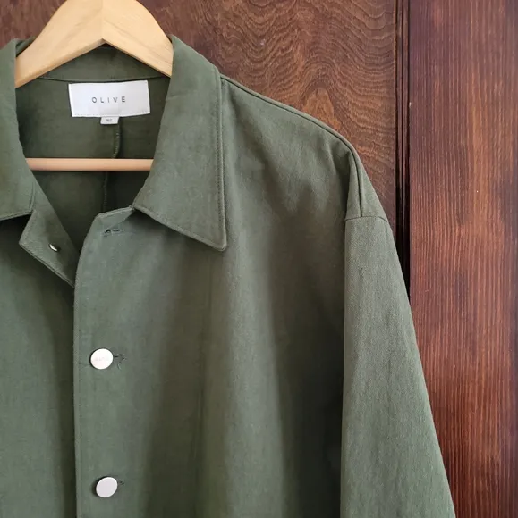 UK brand Olive - Earthy Green Utility Chore Coat with Patch Pockets Sized M/L