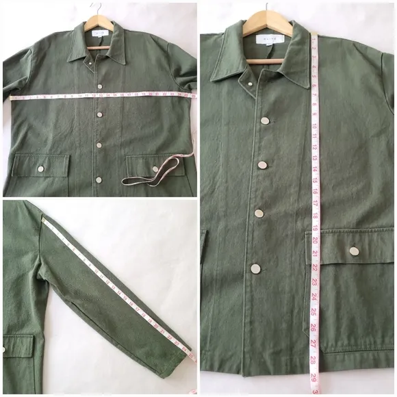 UK brand Olive - Earthy Green Utility Chore Coat with Patch Pockets Sized M/L