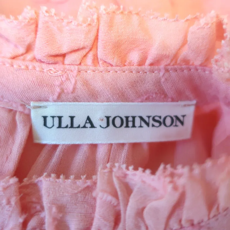 Ulla Johnson Blouse Sandrine Pink Floral Fil Coupe Size 2 Long Sleeve Top