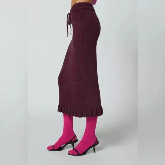 UO Margot Sweater Midi Skirt, Maroon, XL, NWT