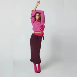 UO Margot Sweater Midi Skirt, Maroon, XL, NWT