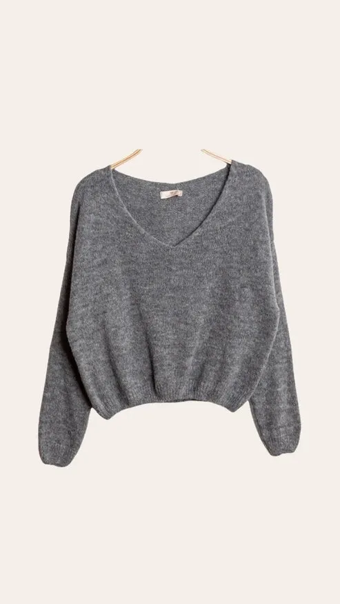 V-Neck Crop Top Sweater