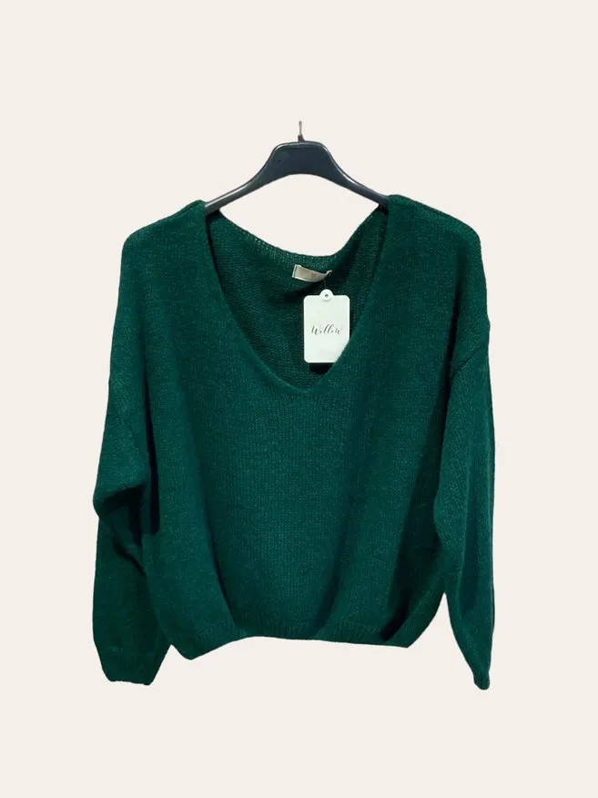 V-Neck Crop Top Sweater