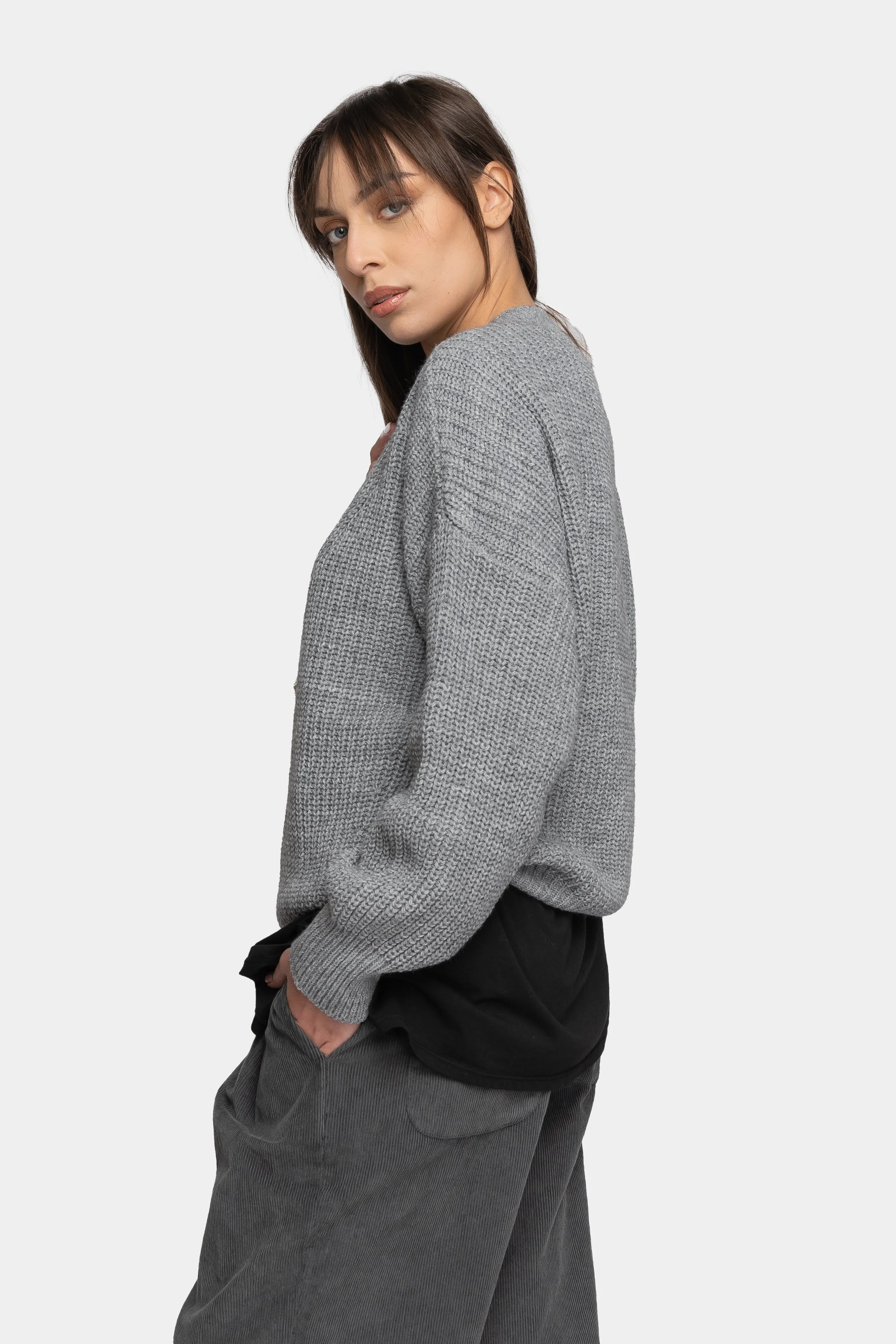 V Neck Knitted Sweater