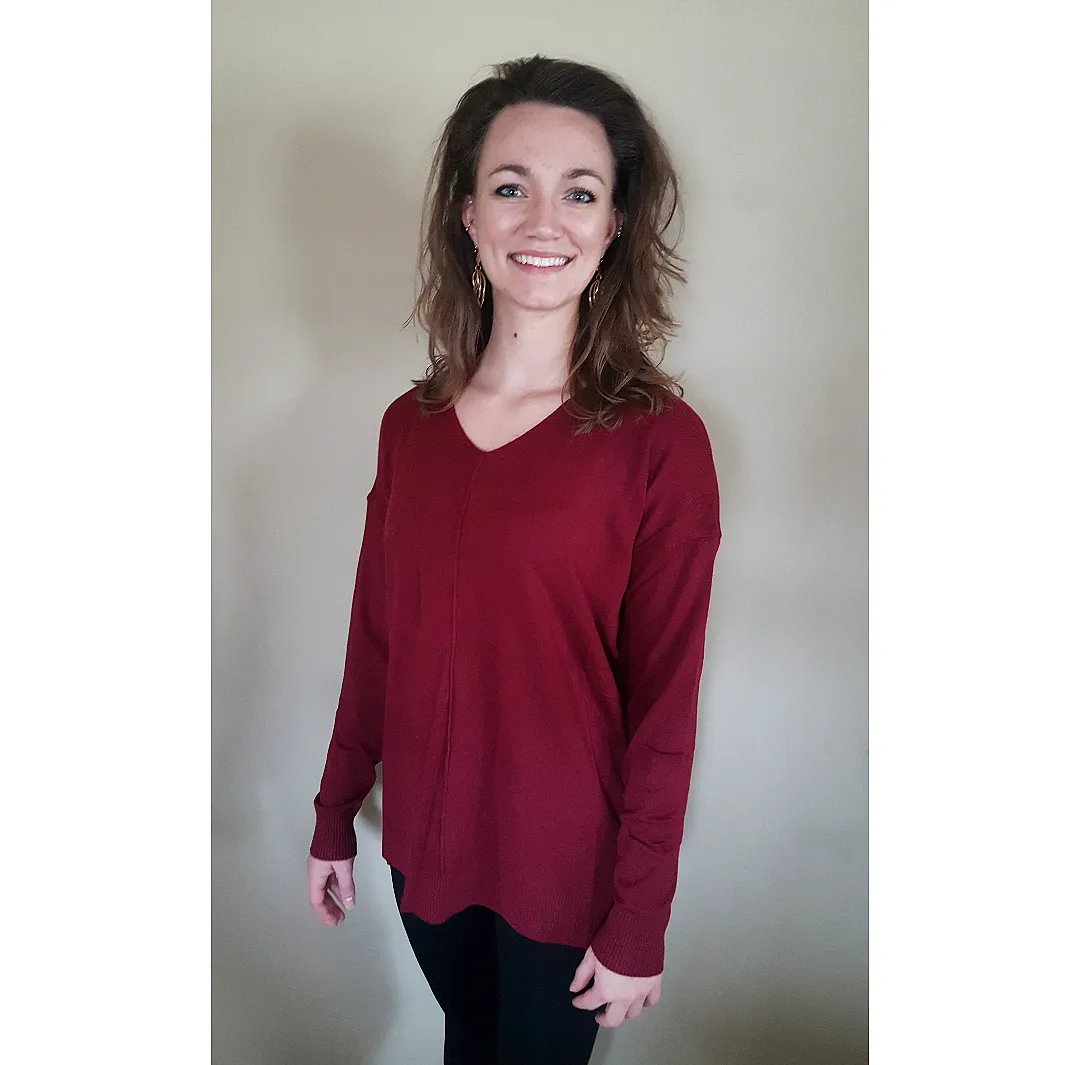 V-Neck Long Line Sweater