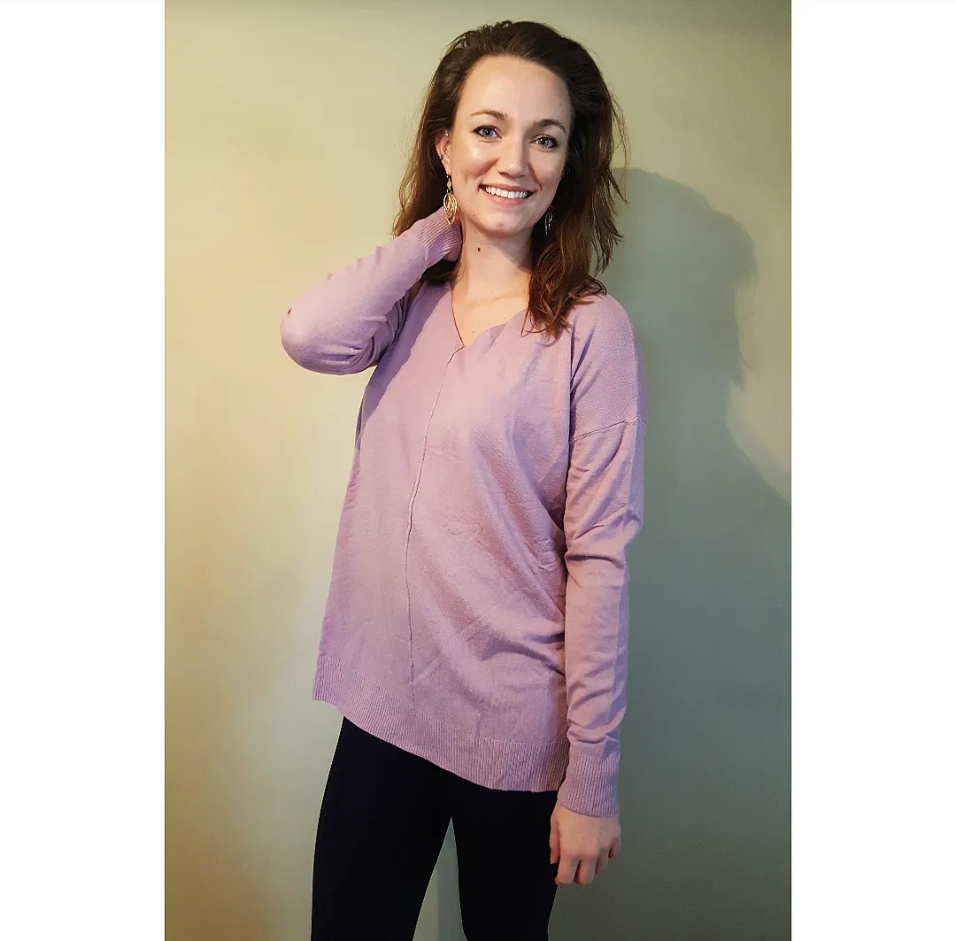 V-Neck Long Line Sweater