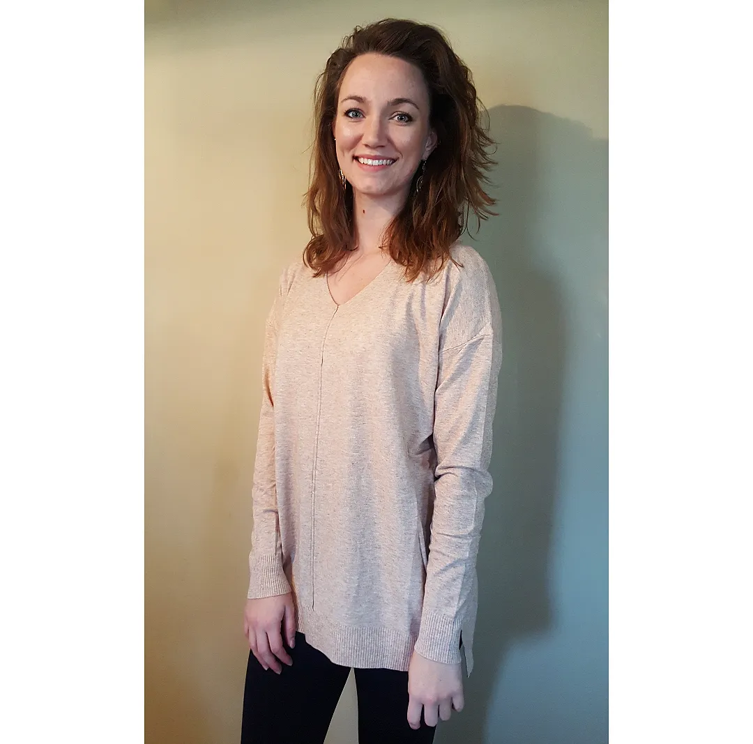 V-Neck Long Line Sweater