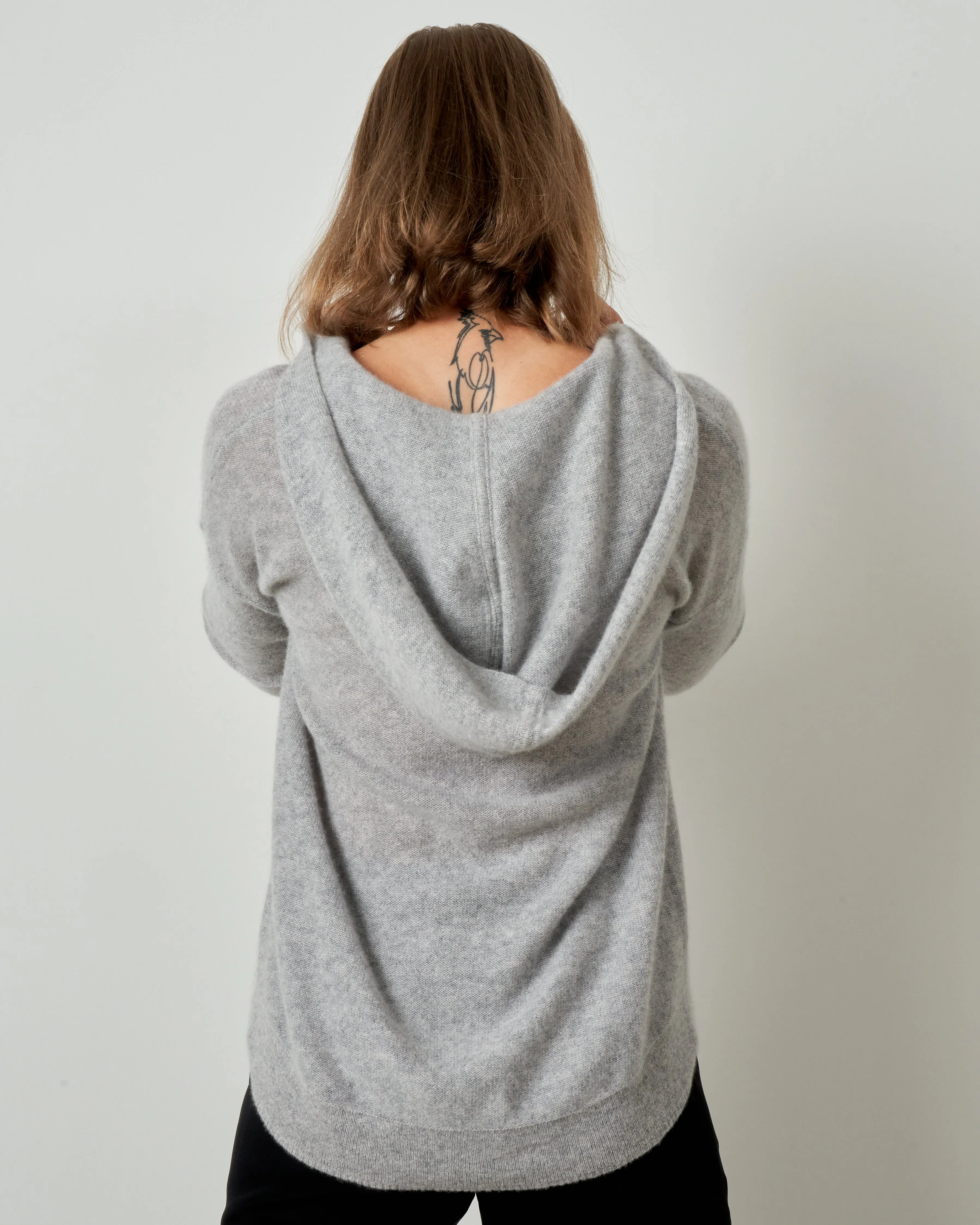 v neck pullover hoodie - cement