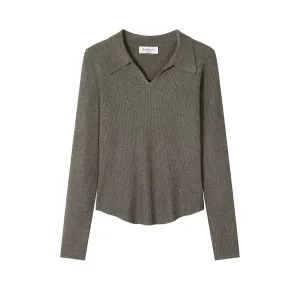 V-Neck Ribbed Knit Sweater