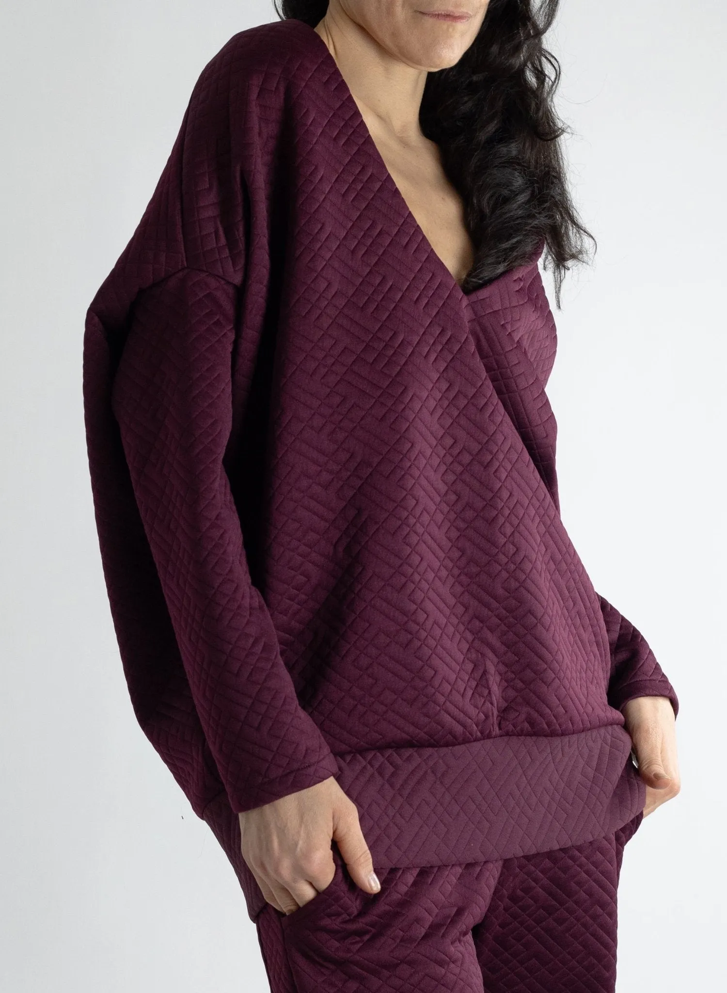 V-Neck Sombra Sweater - Burgundy