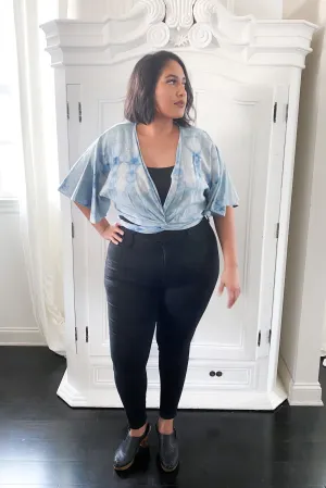 Valentina Wrap Top in Ice Dye Blue