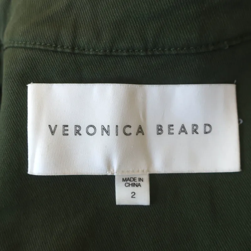 Veronica Beard Heritage Lace-Trim Utility Jacket Army Green Size 2