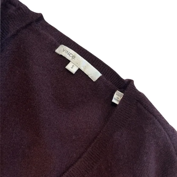 Vince Maroon Cashmere V-Neck Sweater Size S