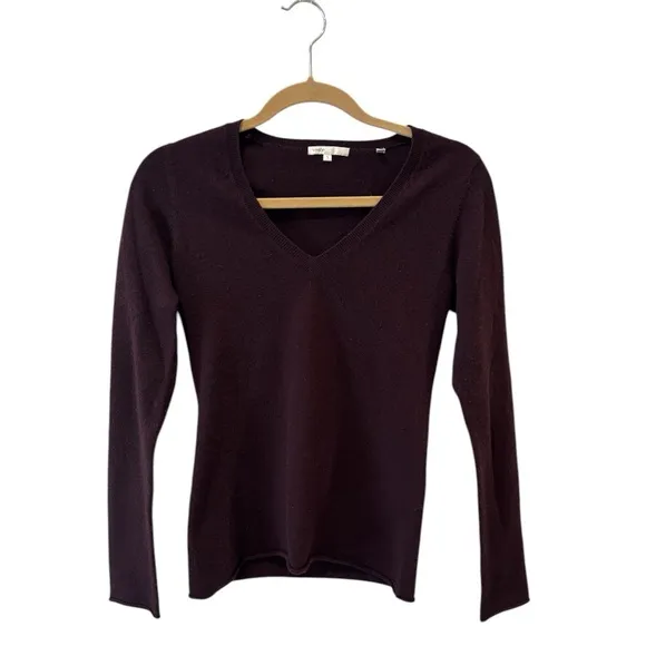 Vince Maroon Cashmere V-Neck Sweater Size S
