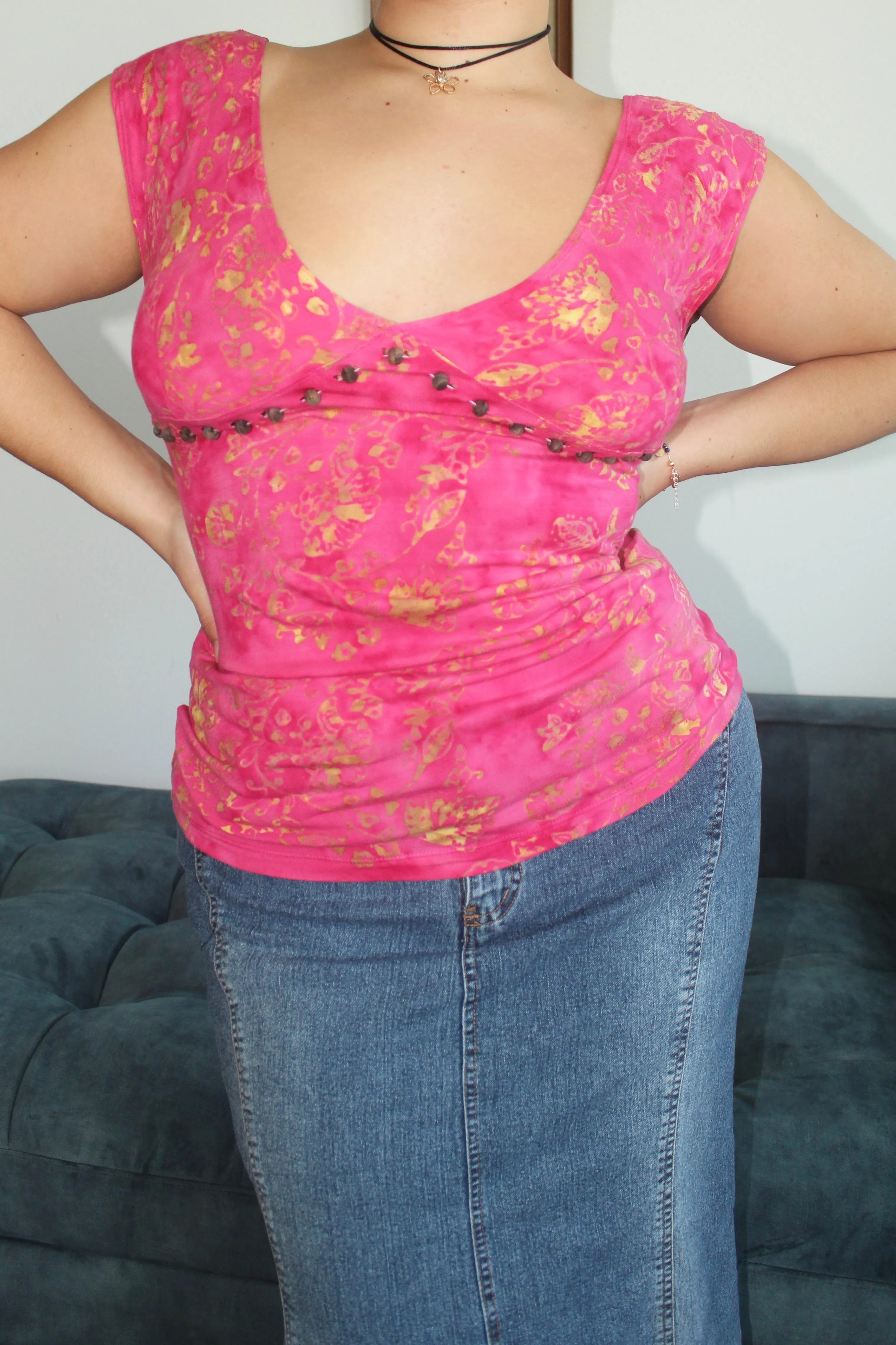 Vintage 90s Raspberry Silk Top (M/L)