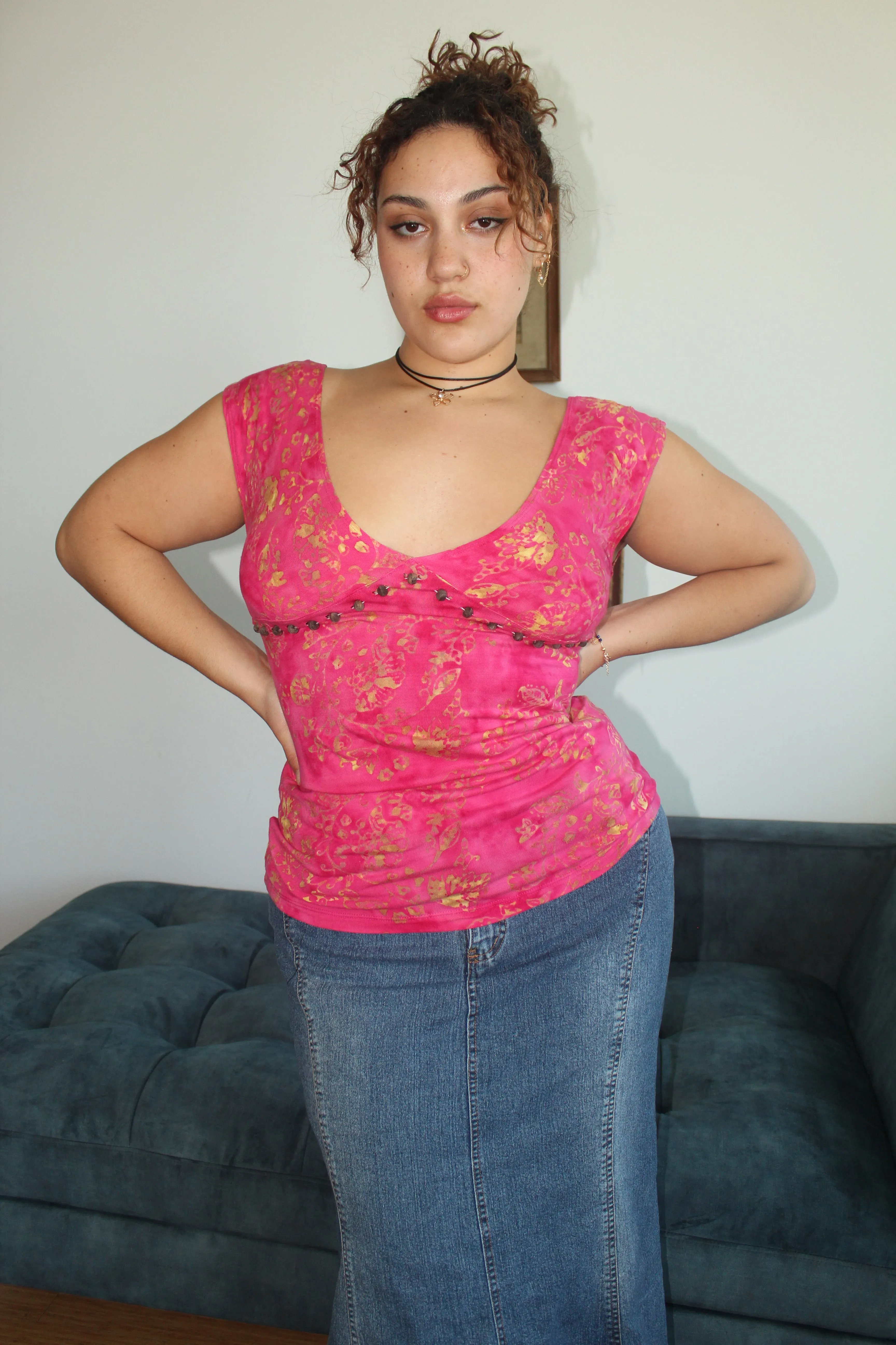 Vintage 90s Raspberry Silk Top (M/L)