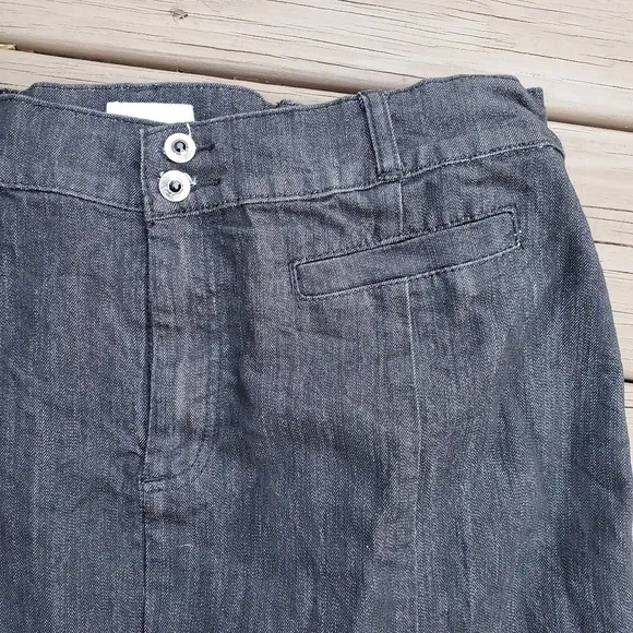 Vintage 90s y2k Liz &amp; Me Dark Wash Denim Tulip Fit &amp; Flare Midi Skirt 16W Plus