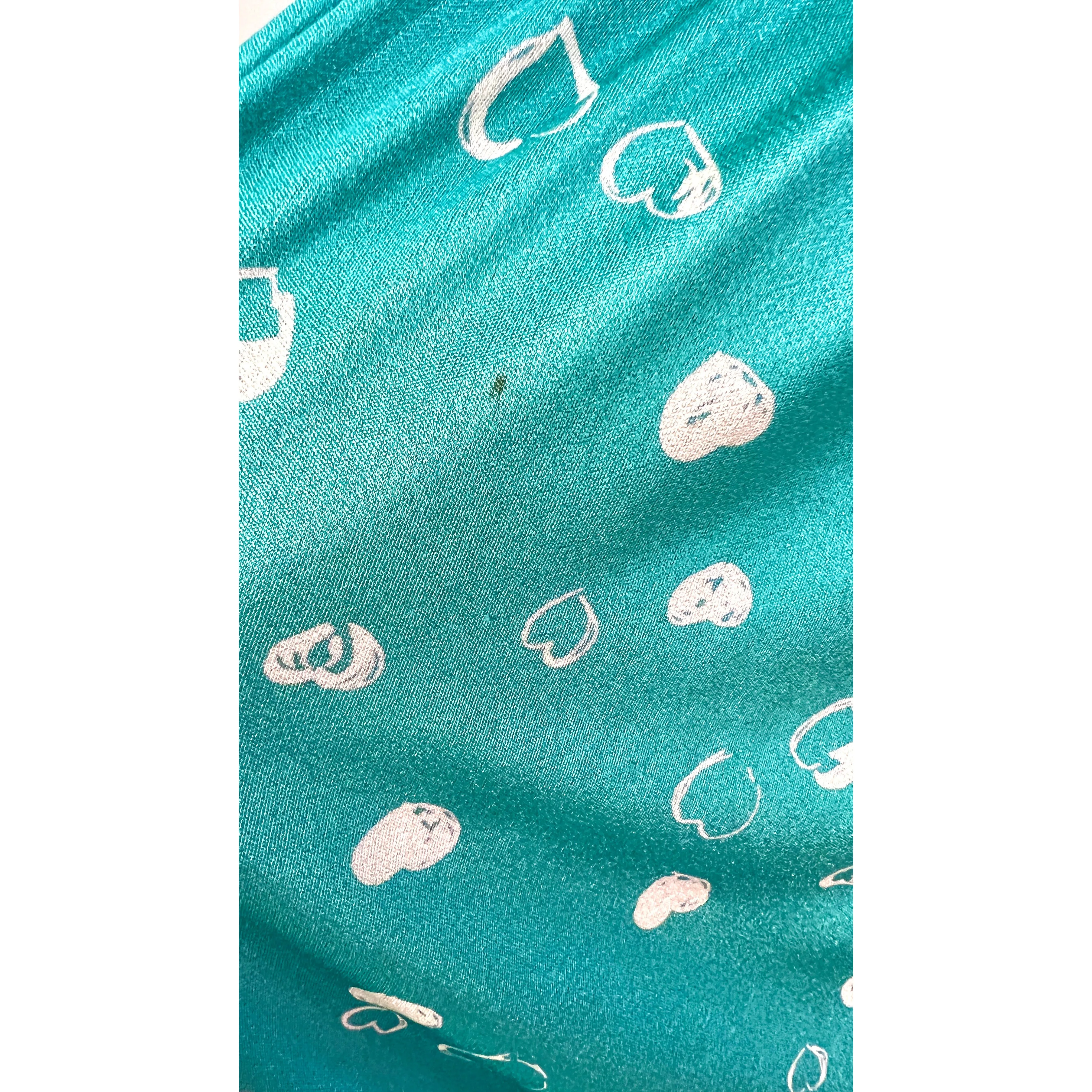 Vintage Halston Skirt and  Blouse Set Suit  1980S Turquoise/White Size 6