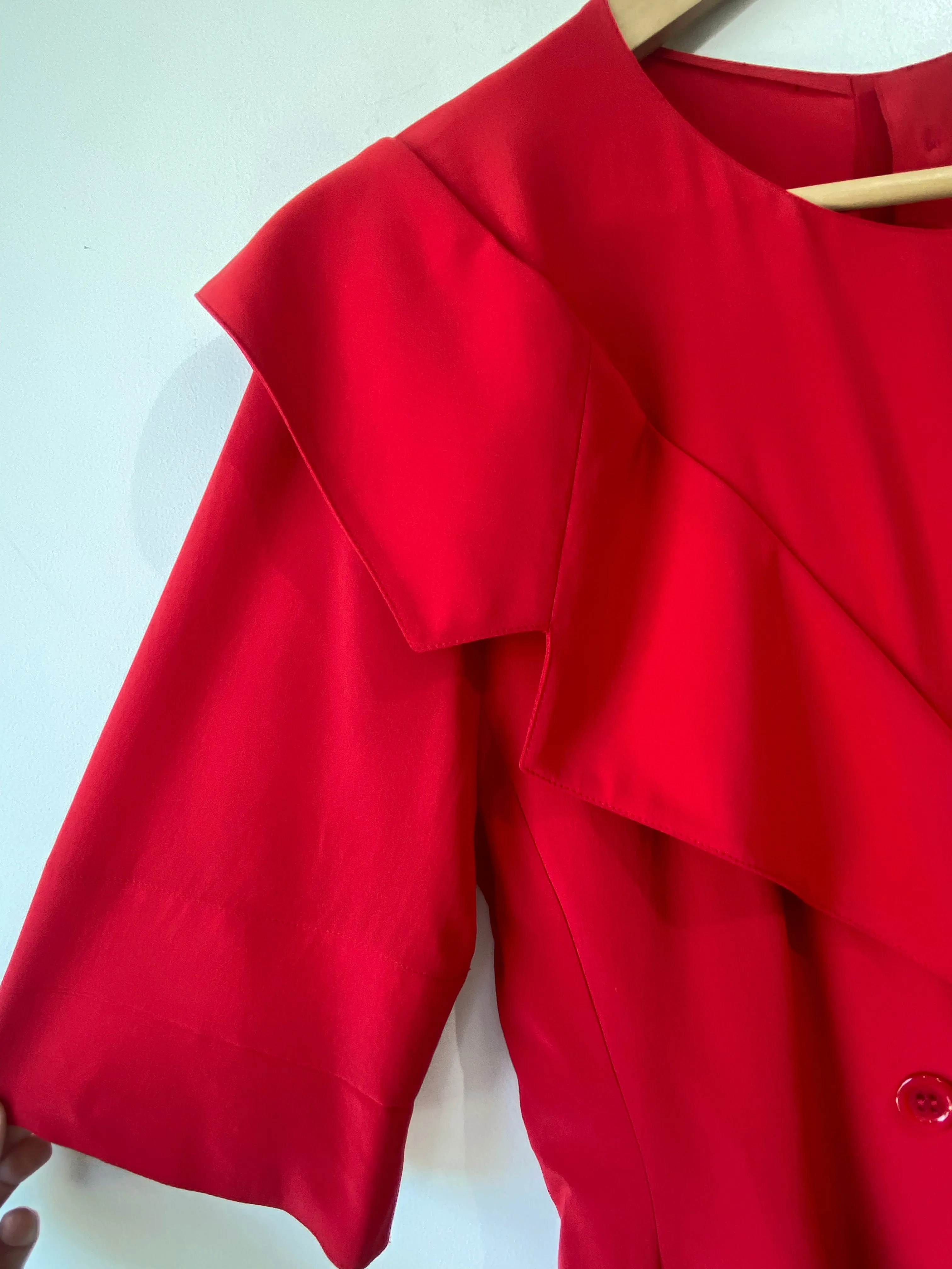 Vintage Karl Lagerfeld 1980s Red Silk Top
