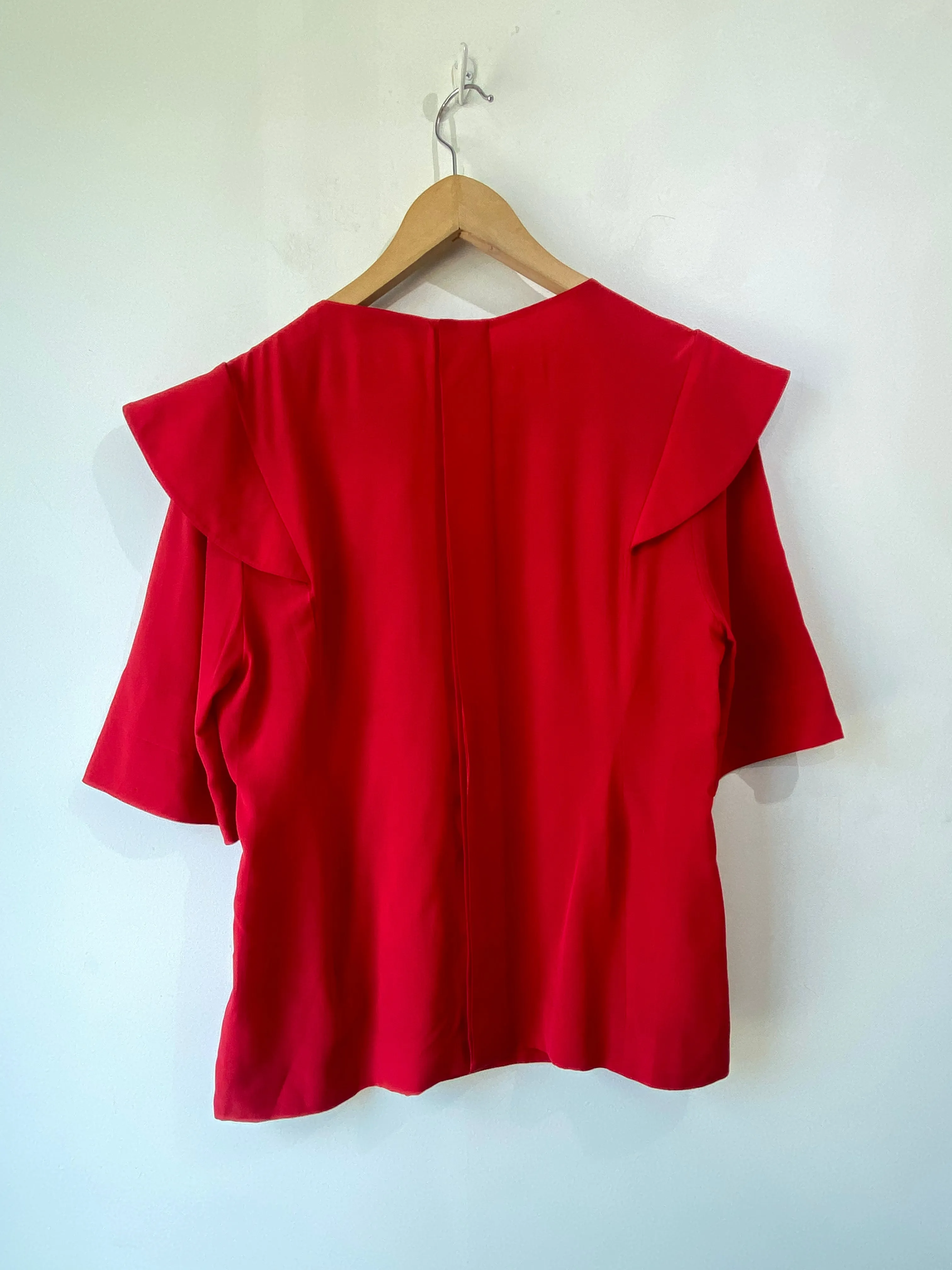 Vintage Karl Lagerfeld 1980s Red Silk Top