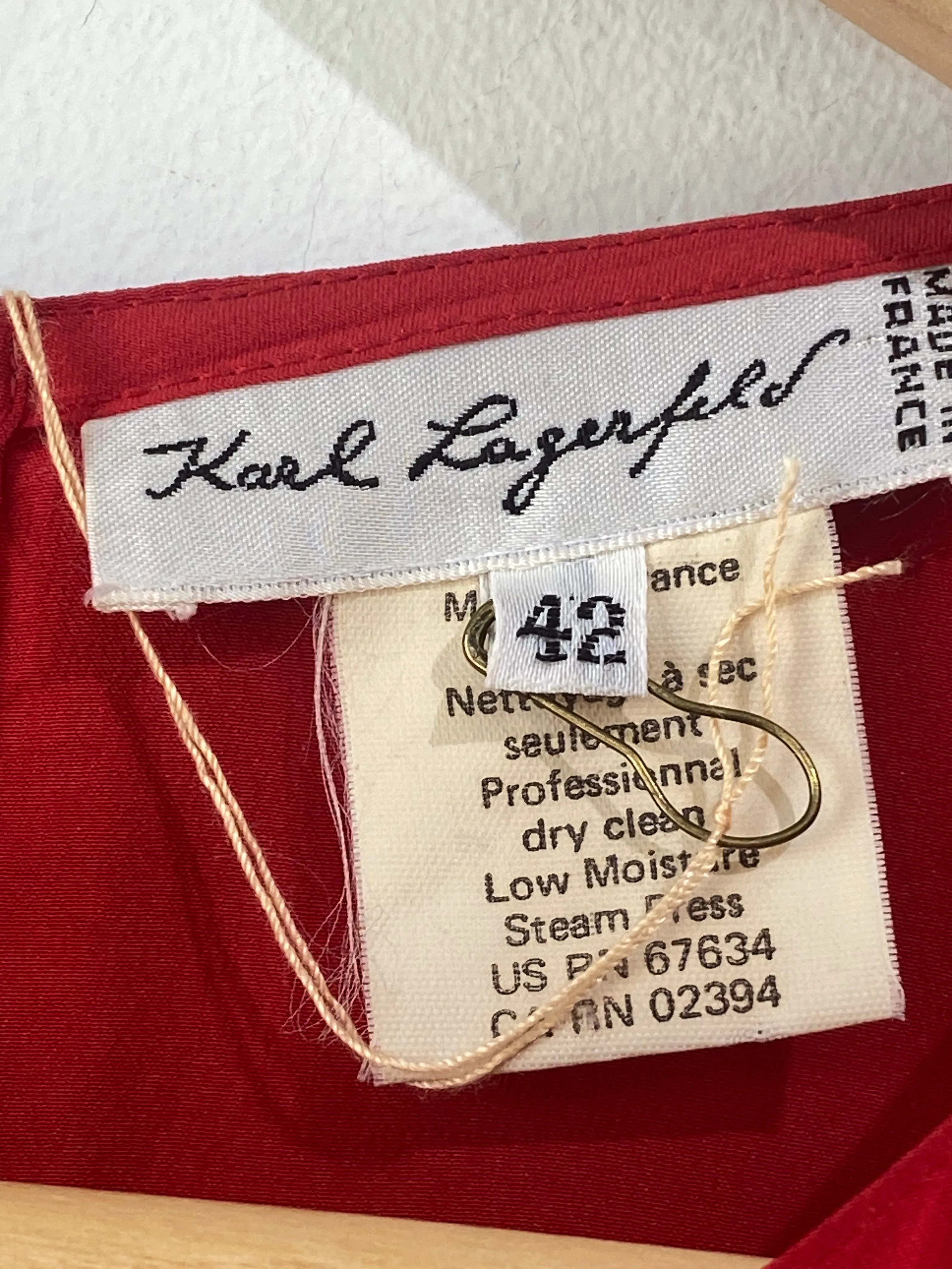 Vintage Karl Lagerfeld 1980s Red Silk Top