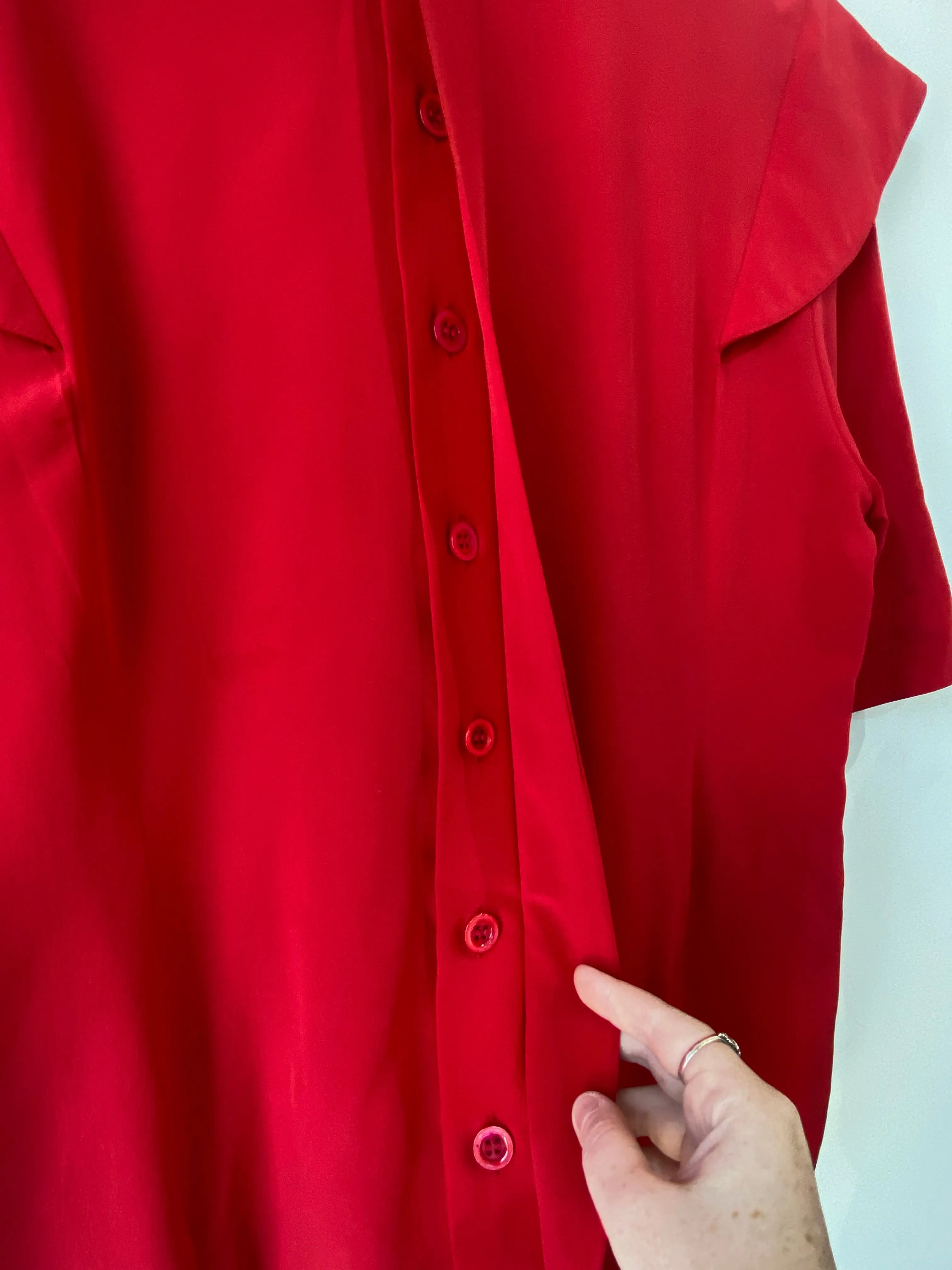 Vintage Karl Lagerfeld 1980s Red Silk Top
