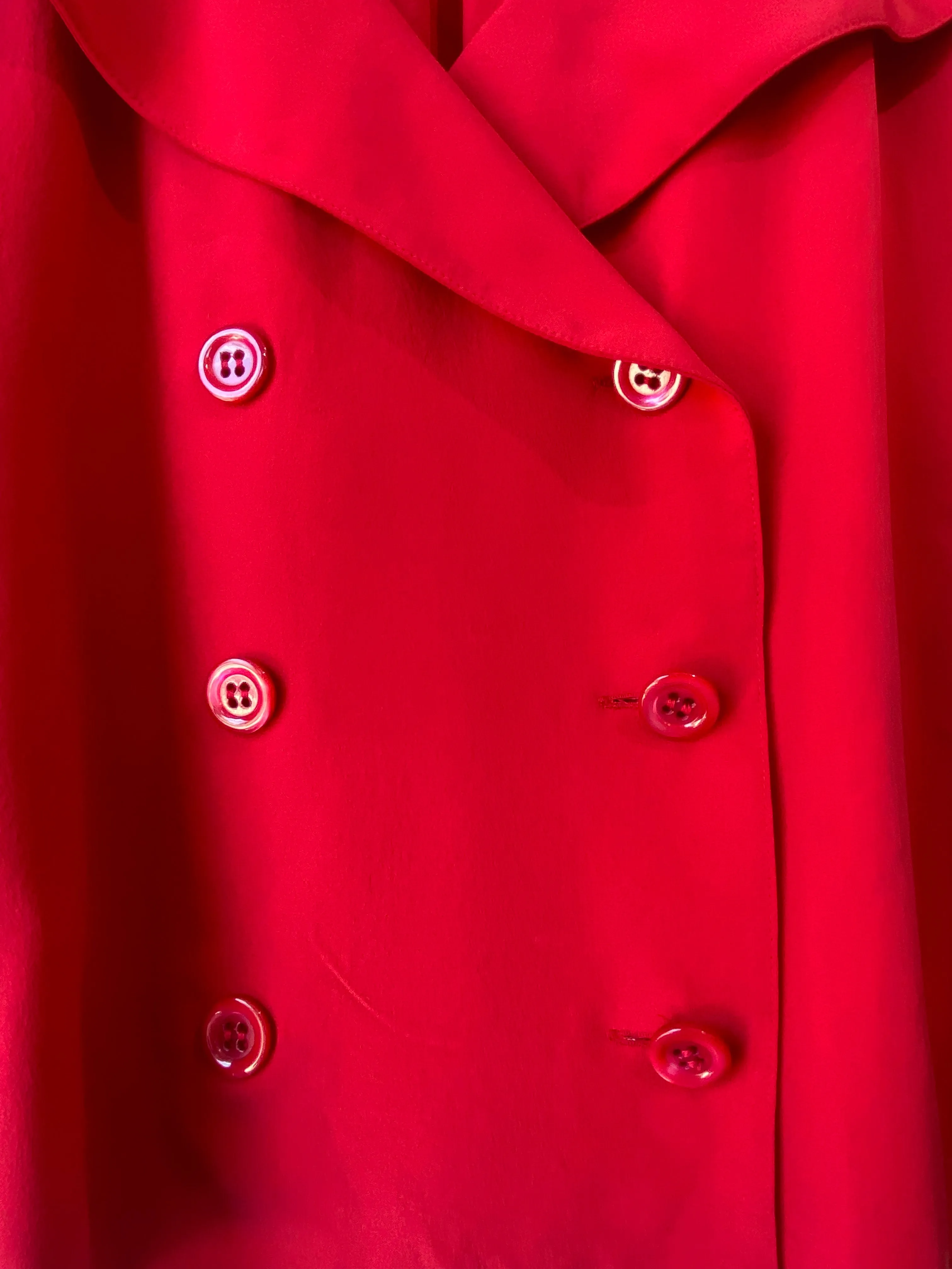Vintage Karl Lagerfeld 1980s Red Silk Top