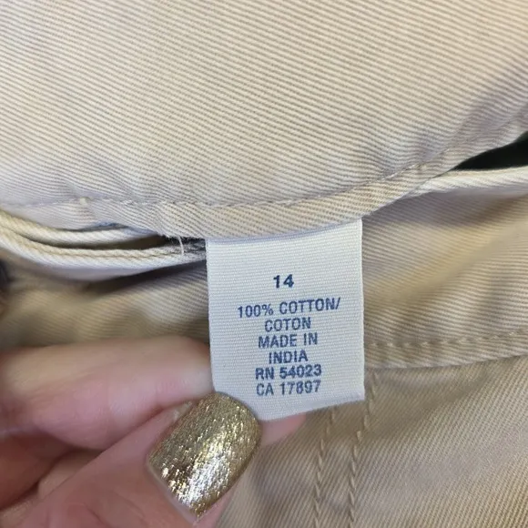 Vintage Old Navy Skirt Womens 14 Khaki Low Ries Y2K Straight Classic Cut Off Hem